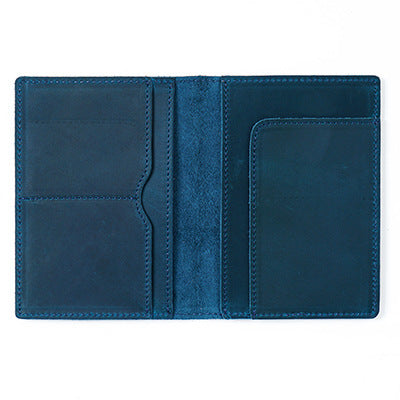 First-layer Cowhide Vintage Handmade Passport Holder Document Organizer Protective Case