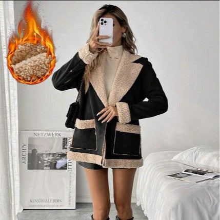 Suede-and-corduroy-blend Lambswool Coat For Women