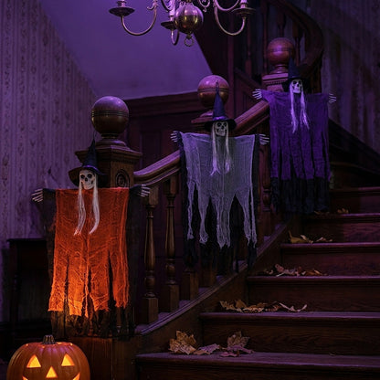 Halloween Skull Witch Hanging Ornament - Scary Holiday Party Home Decor Pendant
