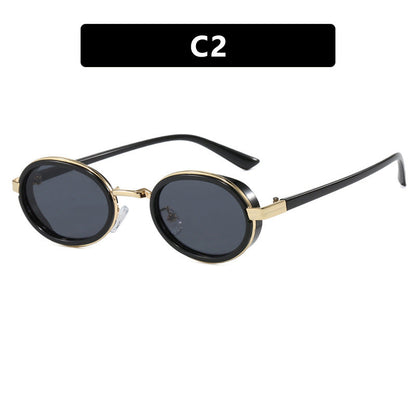 Oval Small-frame Sunglasses Steampunk Metal Sunglasses
