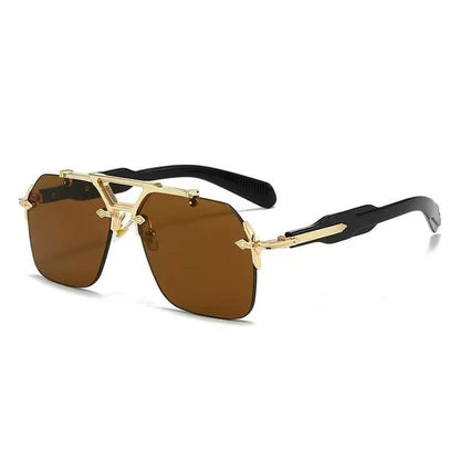 Double-bridge Frameless Metal Sunglasses