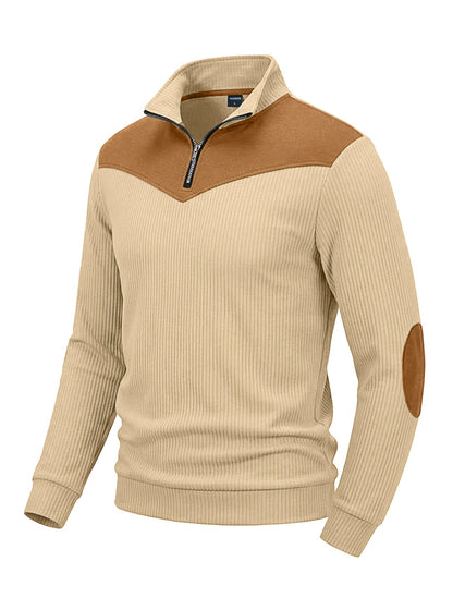 Mens Stand-Neck Hoodie Long-Sleeve Sweatshirt