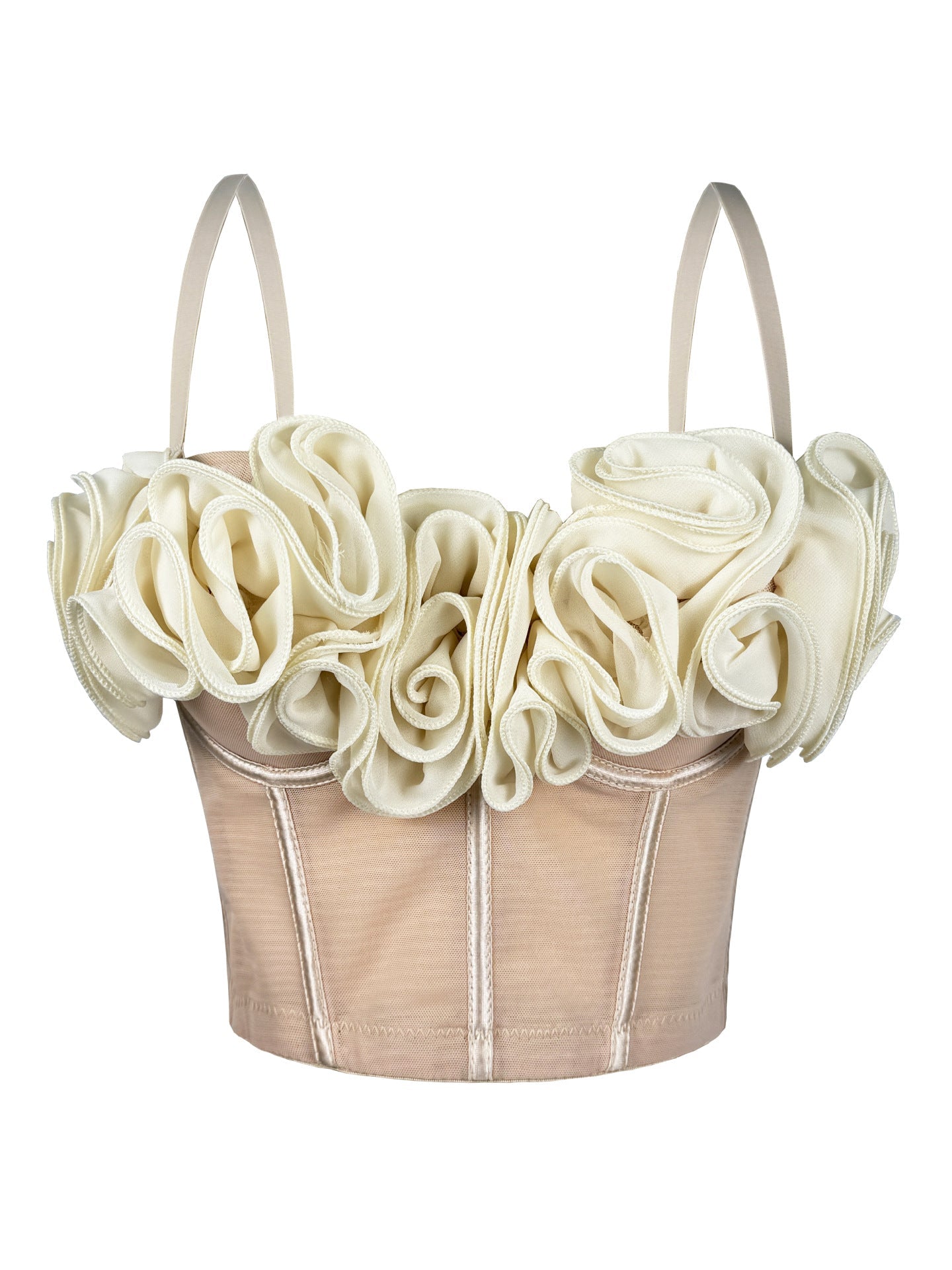 New Three-Dimensional Flower Fishbone Bra Pure Desire Tube Top Mesh Breathable Inner Fishbone Top Sexy Suspender Belt