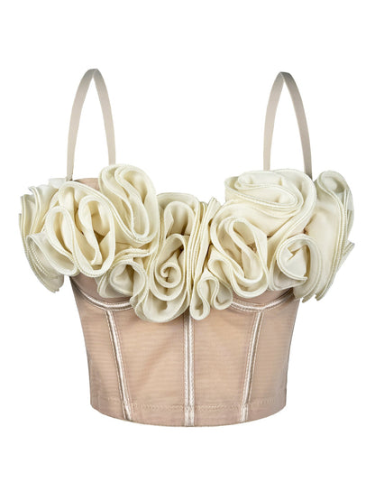 New Three-Dimensional Flower Fishbone Bra Pure Desire Tube Top Mesh Breathable Inner Fishbone Top Sexy Suspender Belt