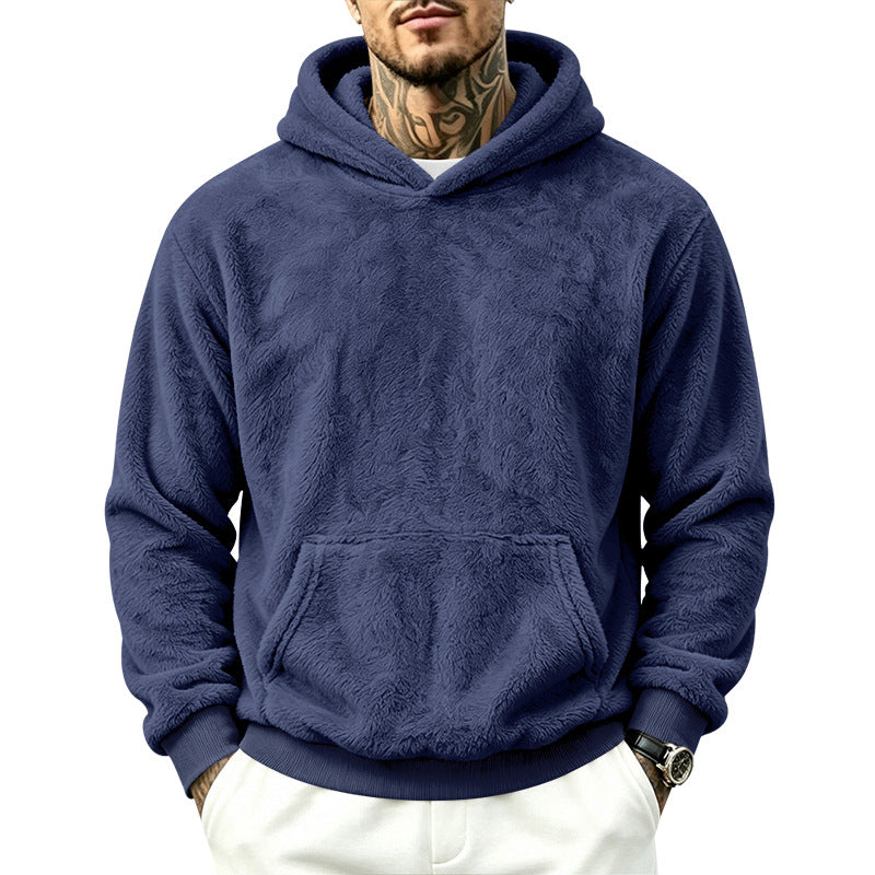 Mens Loose-Fitting Versatile Plush Hoodie