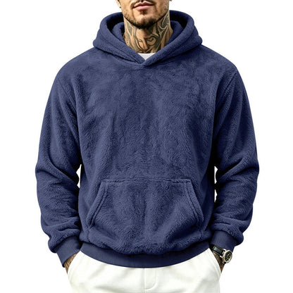 Mens Loose-Fitting Versatile Plush Hoodie