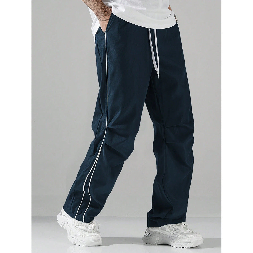 Mens Loose-Fit Straight-Leg Sports Casual Pants