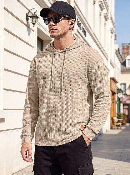Mens Jacquard Half-zip Hoodie Pullover Knitwear