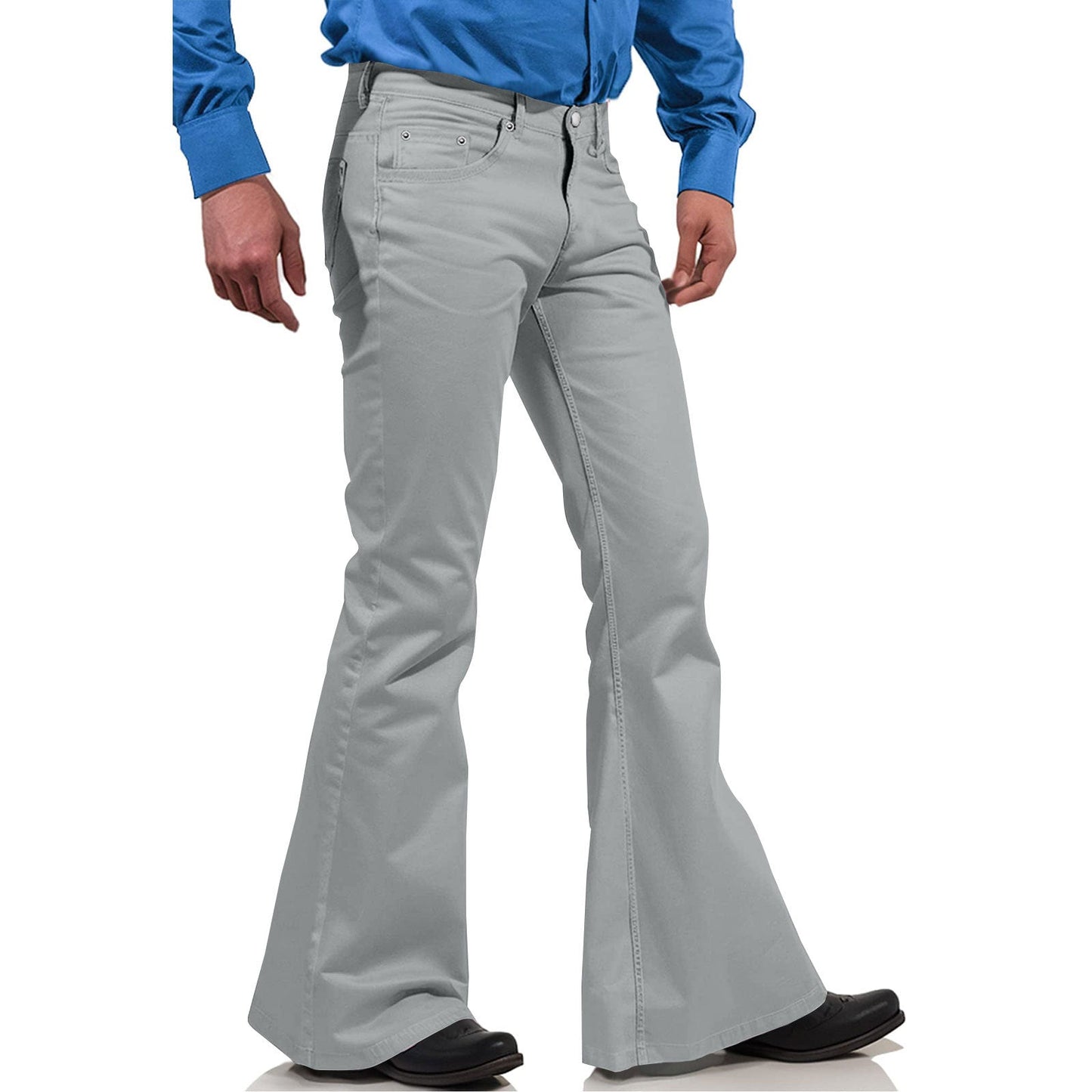 2025 New In-Stock Men's Cross-Border Amazon Solid Color Casual Stretch Slim Retro Flared Pants