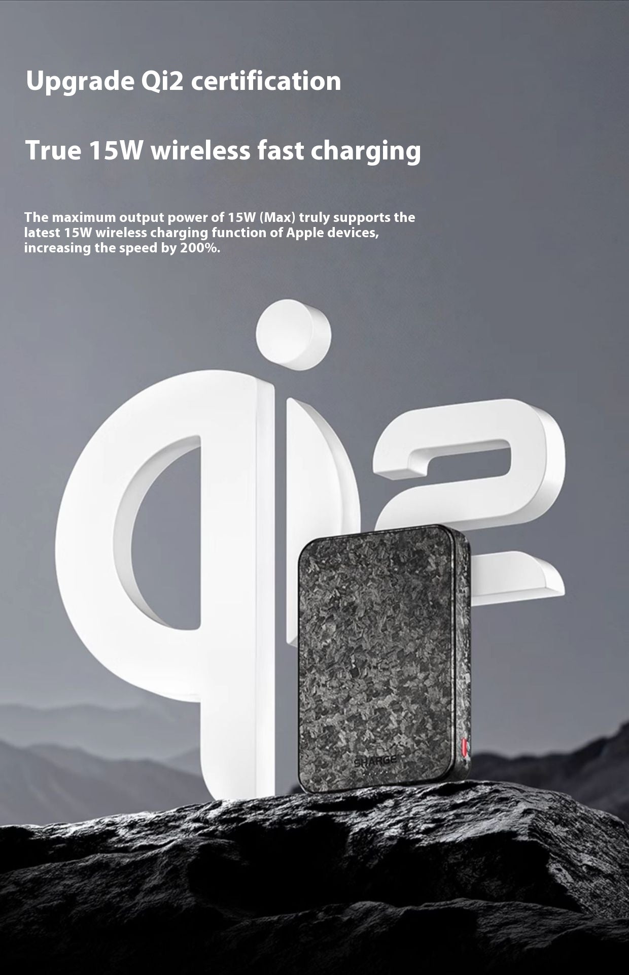 15W Magnetic Power Bank Wireless Carbon Fiber Magsafe Mobile Power Supply