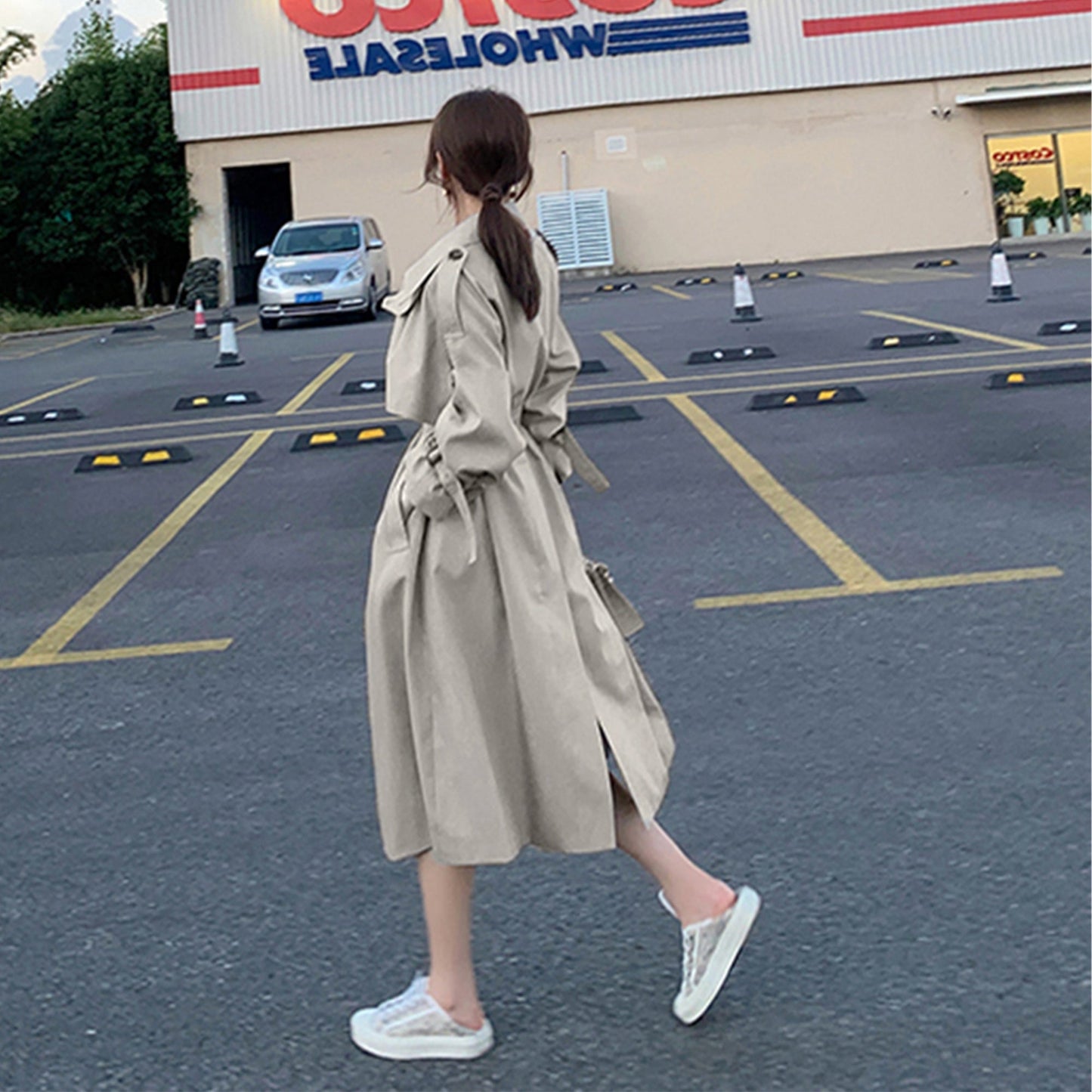 Women's Trendy Double-Breasted Trench Coat, Oversize Korean Style, Spring Clothing