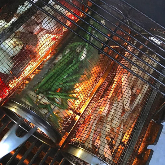Portable Metal BBQ Grilling Basket for Outdoor Camping
