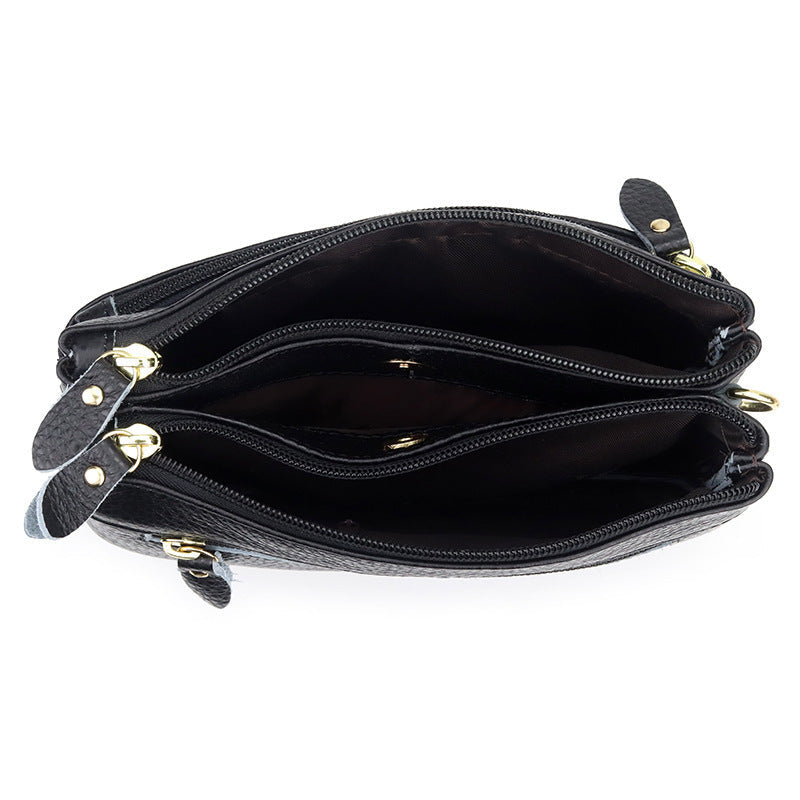 Womens Small Crossbody Bag With Multiple Compartments Made Of Full-Grain Leather