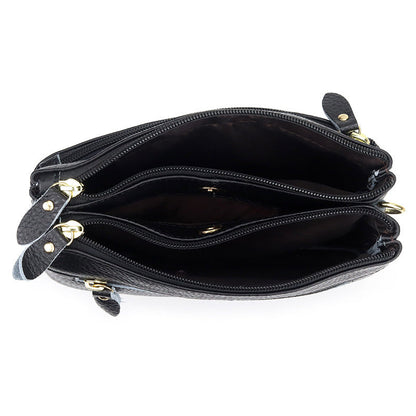 Womens Small Crossbody Bag With Multiple Compartments Made Of Full-Grain Leather
