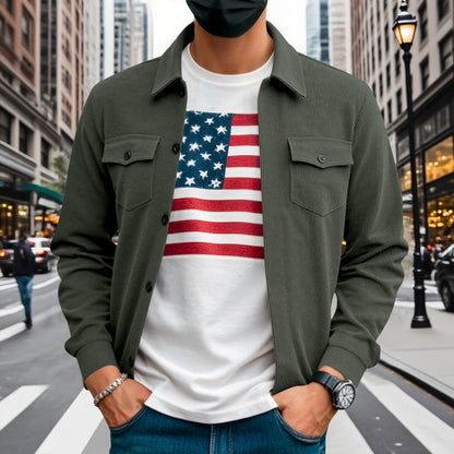 All-match Multi-pocket Stand-up Collar Long-sleeved Jacket For Men