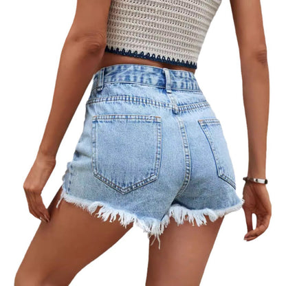 Womens Fashion Trendy Ripped Denim Shorts
