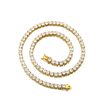 Mens Gold-Plated Micro-Inlaid Zircon Copper Bracelet And Necklace