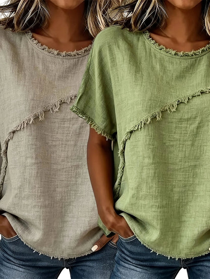 Women's Round-Neck Casual Loose Short-Sleeve Top