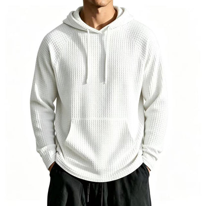 Mens Relaxed-fit Casual Waffle-knit Hooded Jacket