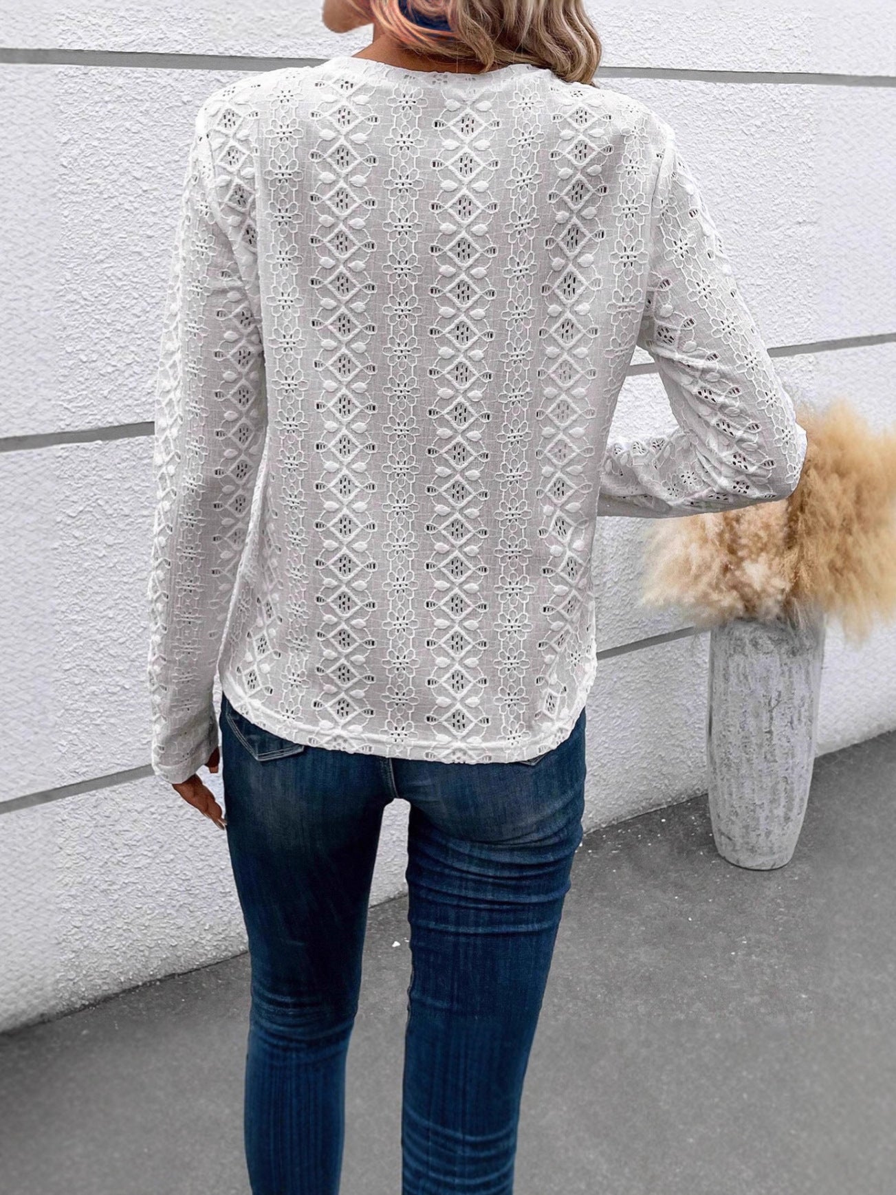 2025 Summer New Solid Color Long Sleeve Hollow Fashion Casual Shirt