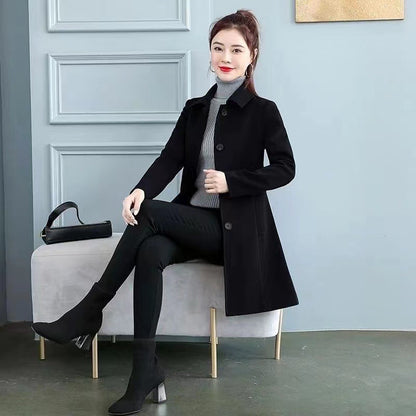Womens Midi-length Plaid Trench Coat For Petite Figures