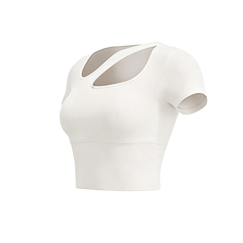 Womens Off-shoulder Hollow-out Short-sleeve Top