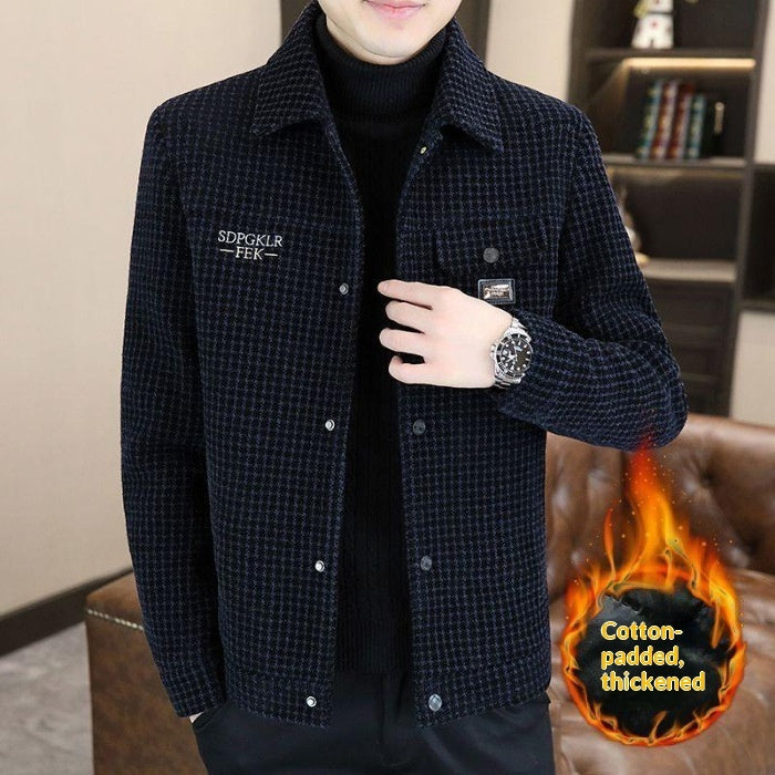 New Mens Fleece-lined Thickened Lapel Jacket