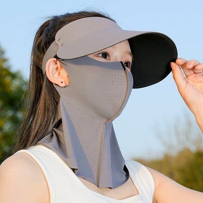 Womens All-in-One Sun-Protective Hat With Wide Brim And Seamless Design For Face And Neck
