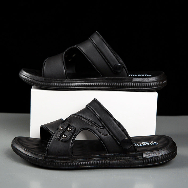 Mens Sandals Leather Platform Design Dual-purpose For Beach And Outdoor Wear