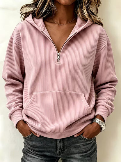 Half-zip Hoodie Laid-back Casual Long-sleeve Sweatshirt