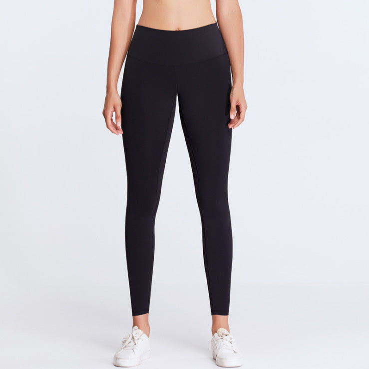 European And American Style Double-Sided Stretch Running Sports Pants High-Waisted Butt-Lifting Peach Butt Solid Color Tight Pocket Yoga Women's Long Pants