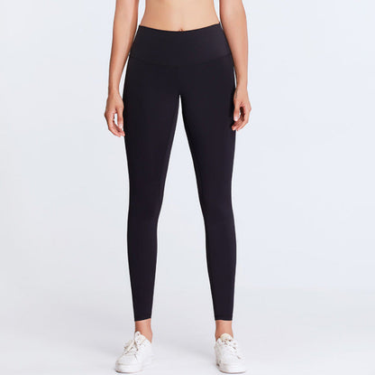European And American Style Double-Sided Stretch Running Sports Pants High-Waisted Butt-Lifting Peach Butt Solid Color Tight Pocket Yoga Women's Long Pants