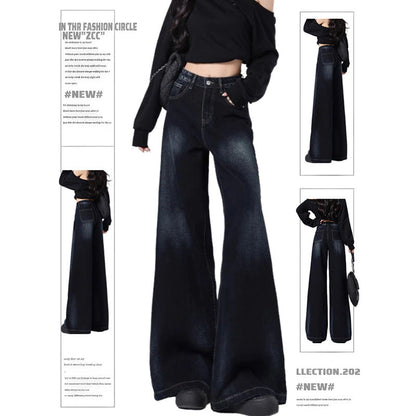 Retro High-end Wide-leg Denim Jeans For Women