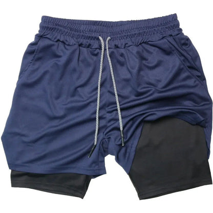 Mens Double-Layer Breathable Casual Shorts With A False Two-Piece Design