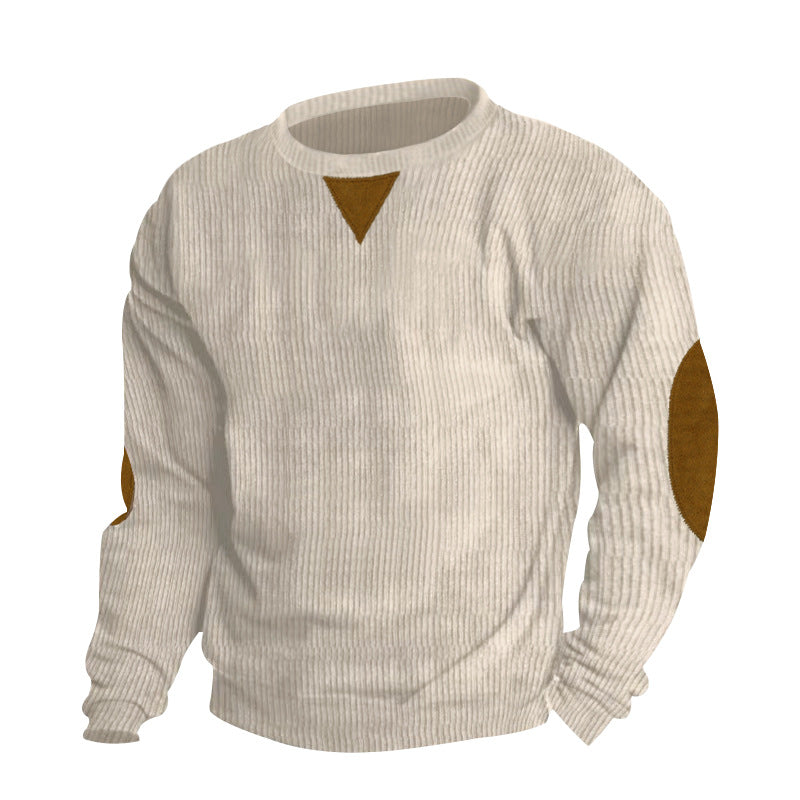 Crew-neck Corduroy Long-sleeve Sweatshirt For Men