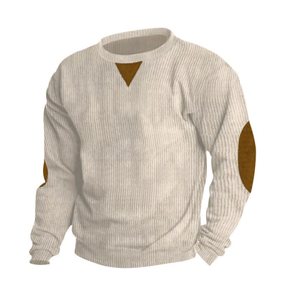Crew-neck Corduroy Long-sleeve Sweatshirt For Men