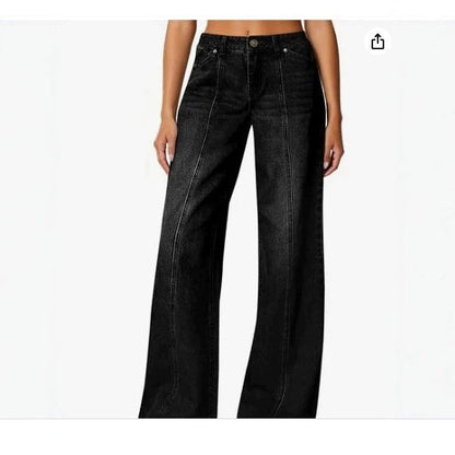 Womens Fashionable Casual Loose-Fit Denim Jeans