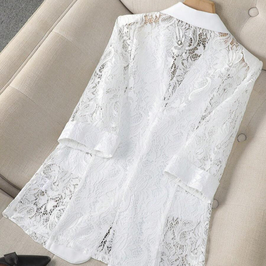 Fashionable Lace-Panel Blazer For Women