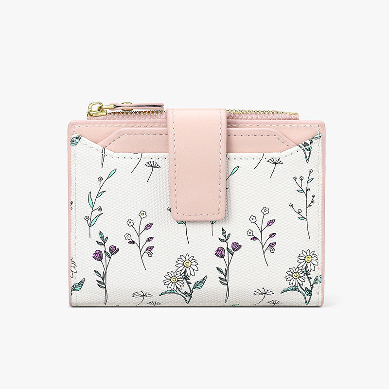 Womens Multifunctional Floral Short Wallet