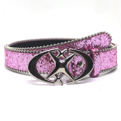 Trendy New Double Crescent Moon And Cross Sequined Waist Belt
