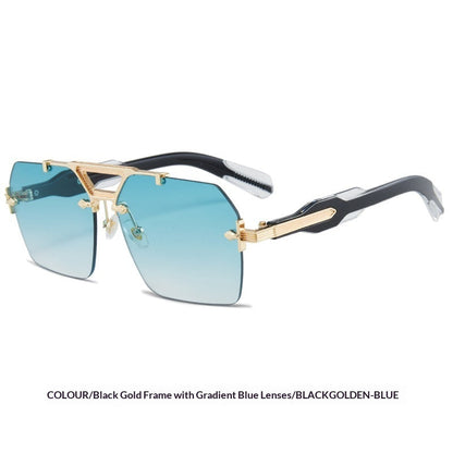 Retro Metal Double-bridge Rimless Sunglasses