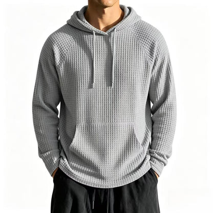 Mens Relaxed-fit Casual Waffle-knit Hooded Jacket