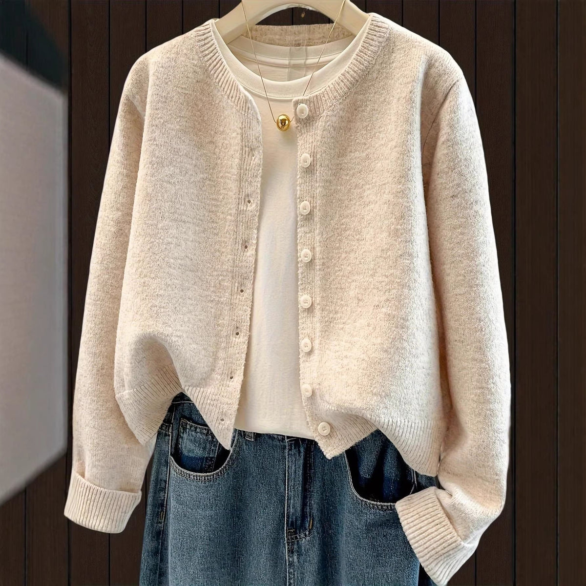 New Autumnwinter Womens Short Loose-fit Round-neck Knit Cardigan Sweater Jacket