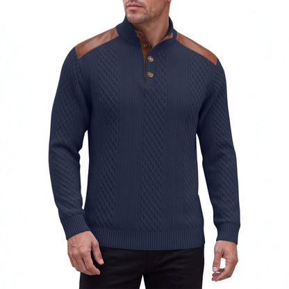Stand-collar Knit Top With Spliced Shoulders And Sporty Sleeve Long Sleeves