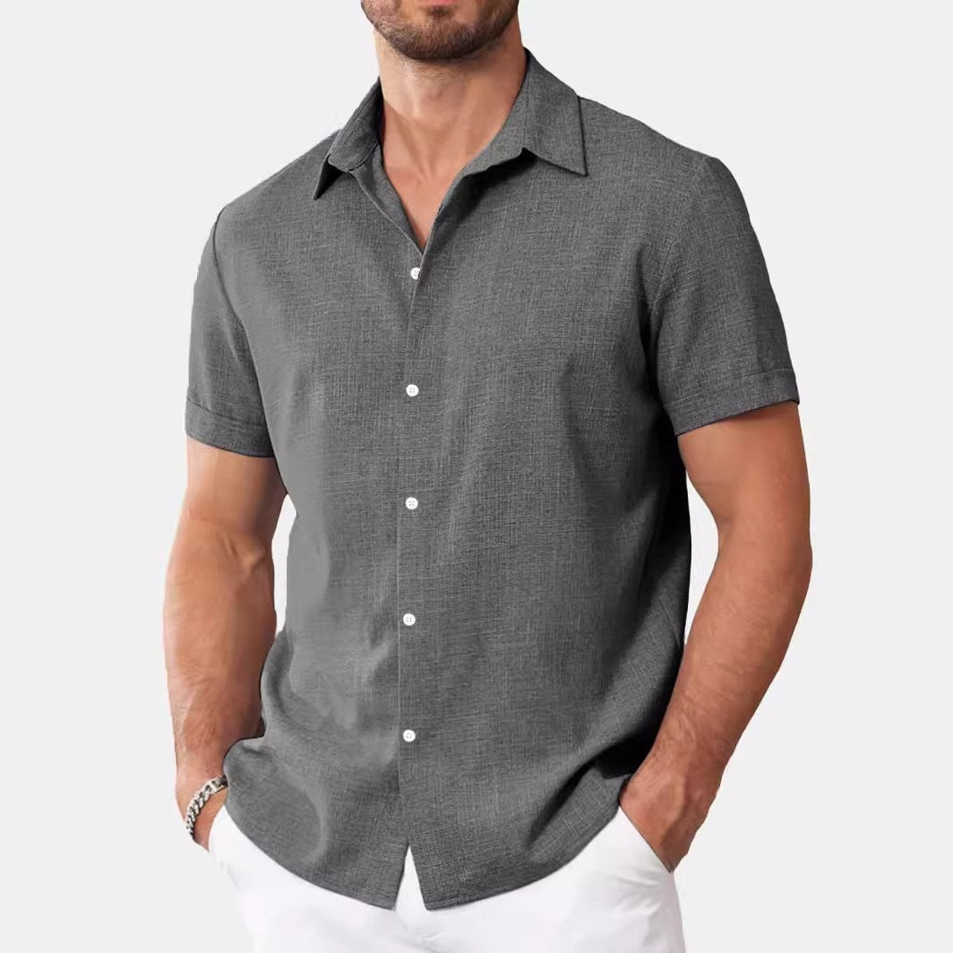 Mens Short-Sleeved Printed Casual Shirt