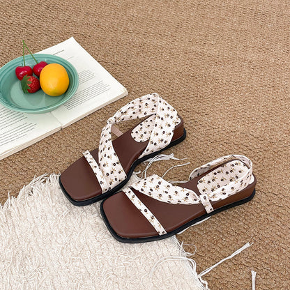 Korean Style Square Toe Soft Sole One Strap Sandals Wedge Heel Slide Sandals Women Summer Outdoor Wear 2026 New Versatile Beach Slides