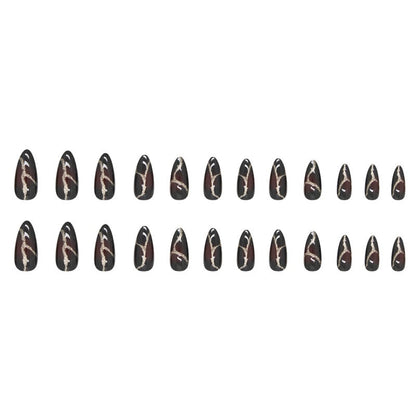 Fake Nails Gold Powder Stone Pattern Dark Red Wear
