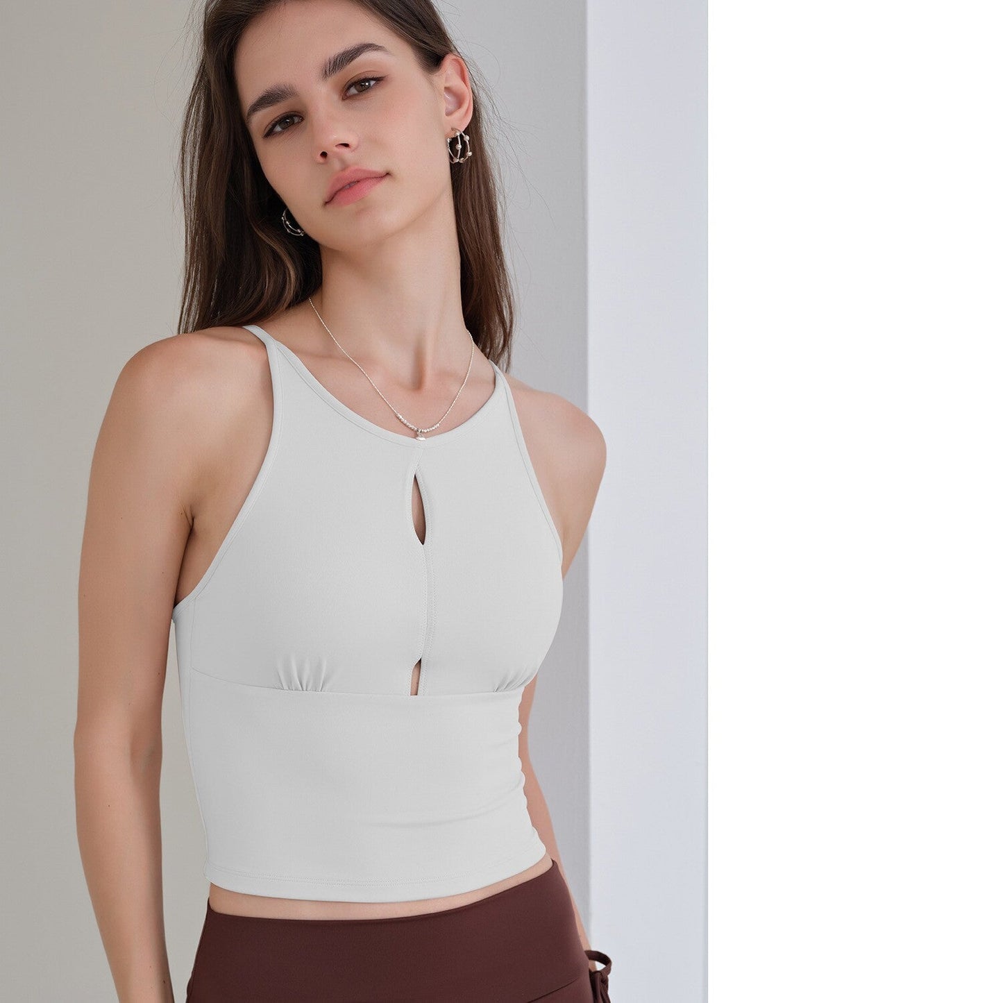 Women's Shock-Absorbing Slim-Fit Sports Bra, Hollow Out, Stretchy Tight, Open-Back Design Camisole Tank Top For Women