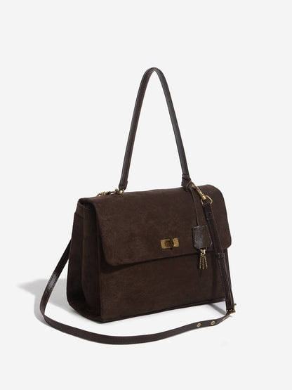 Autumn Winter Suede-Effect Large Tote Messenger Bag