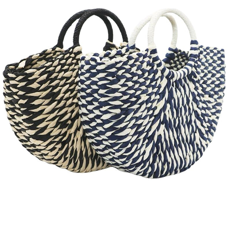 Straw Hand-woven Tote Bag With Dual Straps